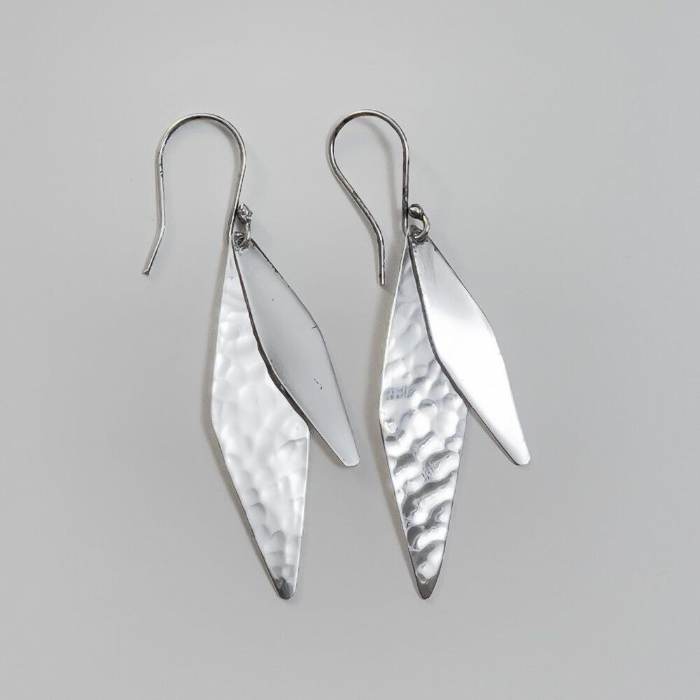 Textured Leaf Earrings 925 Silver